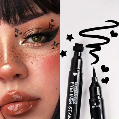 2-in-1 Star & Moon Liquid Eyeliner – Schwarzer Eyeliner-Stift mit Stempel, wasserfest & langanhaltend