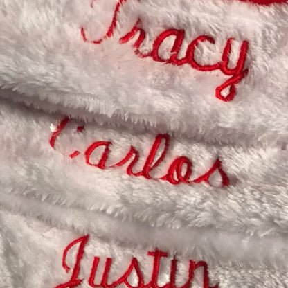 Gorro navideño personalizado con nombre (rojo, verde, rosa y más) – Gorro de Papá Noel bordado para adultos