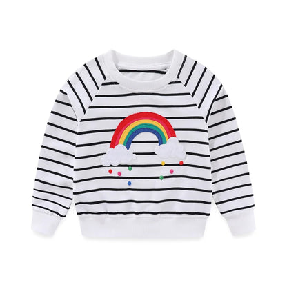 Gestreiftes Kinder-Sweatshirt mit Regenbogen-Stickerei