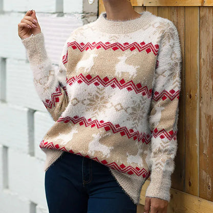 Jacquard Rentier Pullover für die festliche Jahreszeit