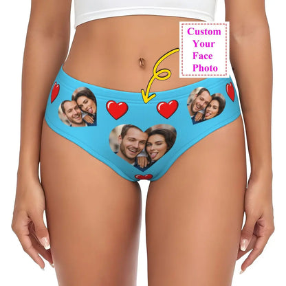 Personalisierte Foto-Höschen für Frauen – Gesicht Foto Unterwäsche (95% Polyester/5% Elasthan), bequeme Mid-Waist Slips als Valentinstag Geschenk