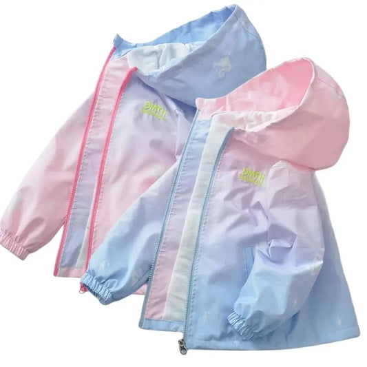 Kids Tales Kinderjacke mit Farbverlauf & Kapuze – Winddicht, Herbst/Frühling, Unisex