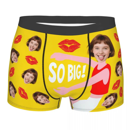 Personalisierte Foto-Boxershorts für Männer – individuelle Boxer Briefs mit Gesicht, weiche Unterwäsche (95% Polyester/5% Elasthan), Valentinstag Geschenk für Ehemann