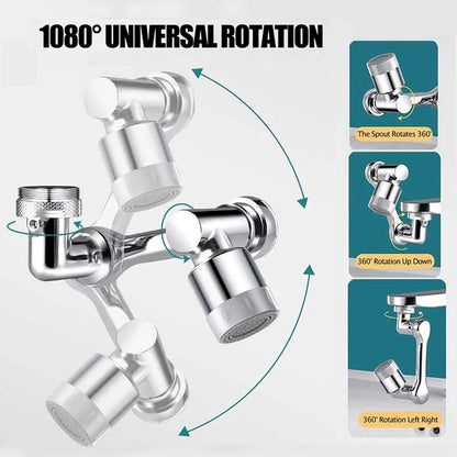1080° Drehbarer Wasserhahnaufsatz – 2 Strahlarten, Sprühkopf & Perlator für Küche & Bad