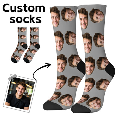 Personalisierte Foto-Socken mit Gesicht – DIY Custom Herrensocken (95% Polyester/5% Elasthan), lustige Crew Socks als Weihnachts- & Geburtstagsgeschenk