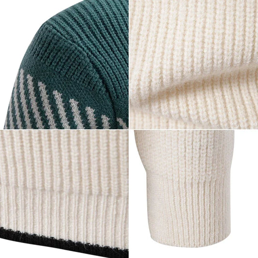 Hochwertiger Herren-Strickpullover – Warmer Colorblock-Look