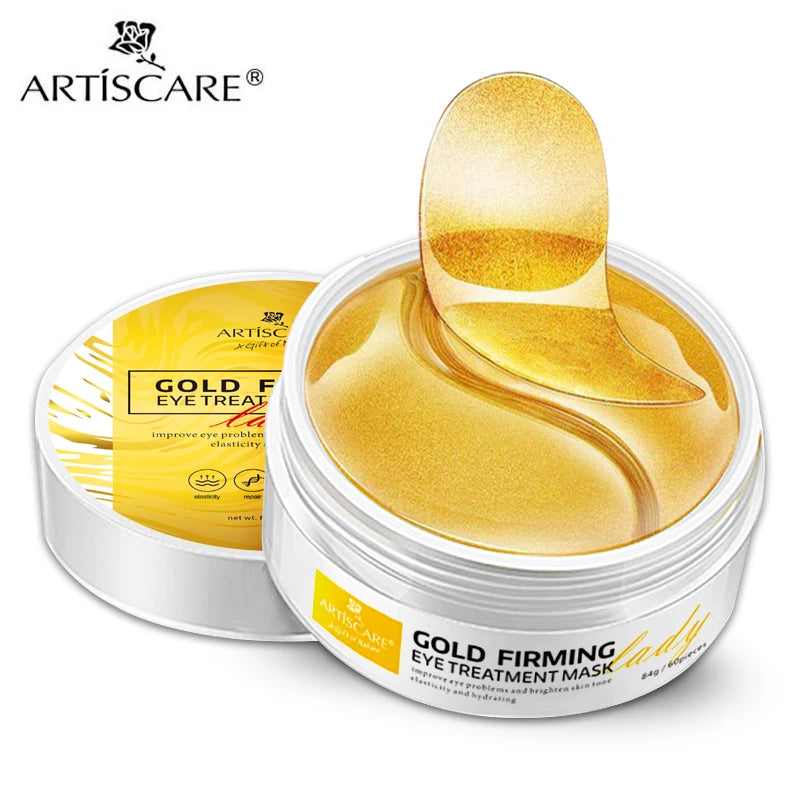 ARTISCARE 24K Gold Augenpads – 60 Stück Kristall-Kollagen Gel Eye Patches gegen Augenringe & Tränensäcke