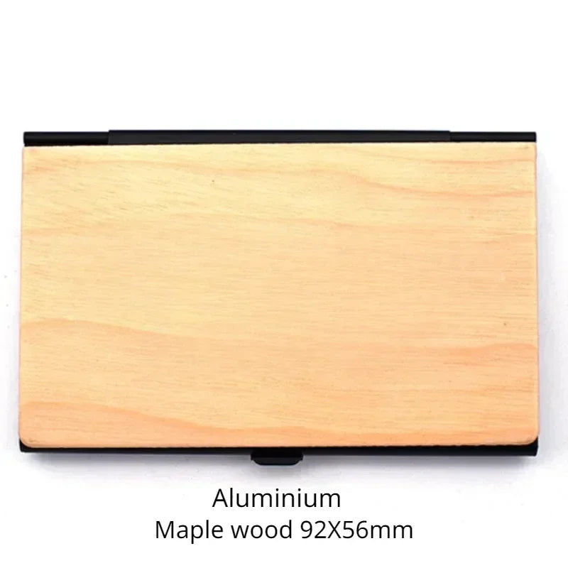 Tarjetero personalizado de madera y metal: tarjetero de alta calidad con logotipo grabado a láser. 