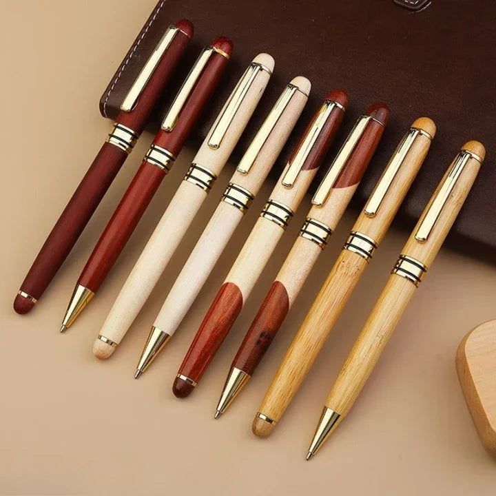 Bolígrafo de madera personalizado con grabado: caja de regalo de arce/haya, logotipo de empresa o nombre grabable. 