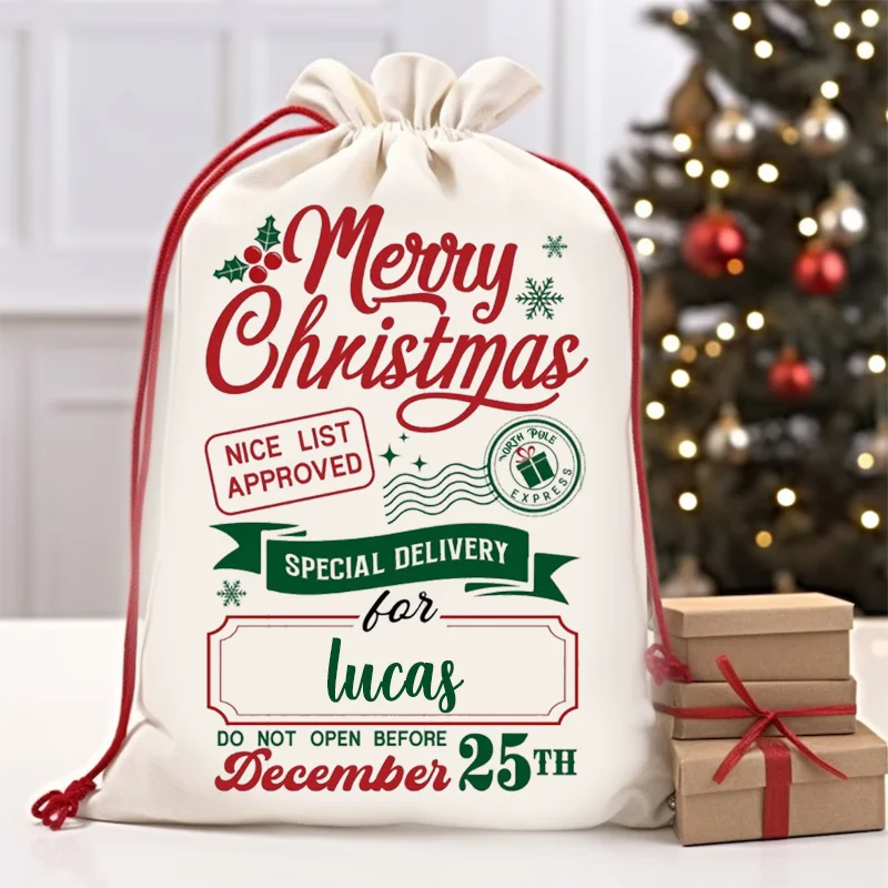 Bolsa de regalo navideña personalizada: 30 x 40 cm, ideal para regalar a niños y adolescentes.