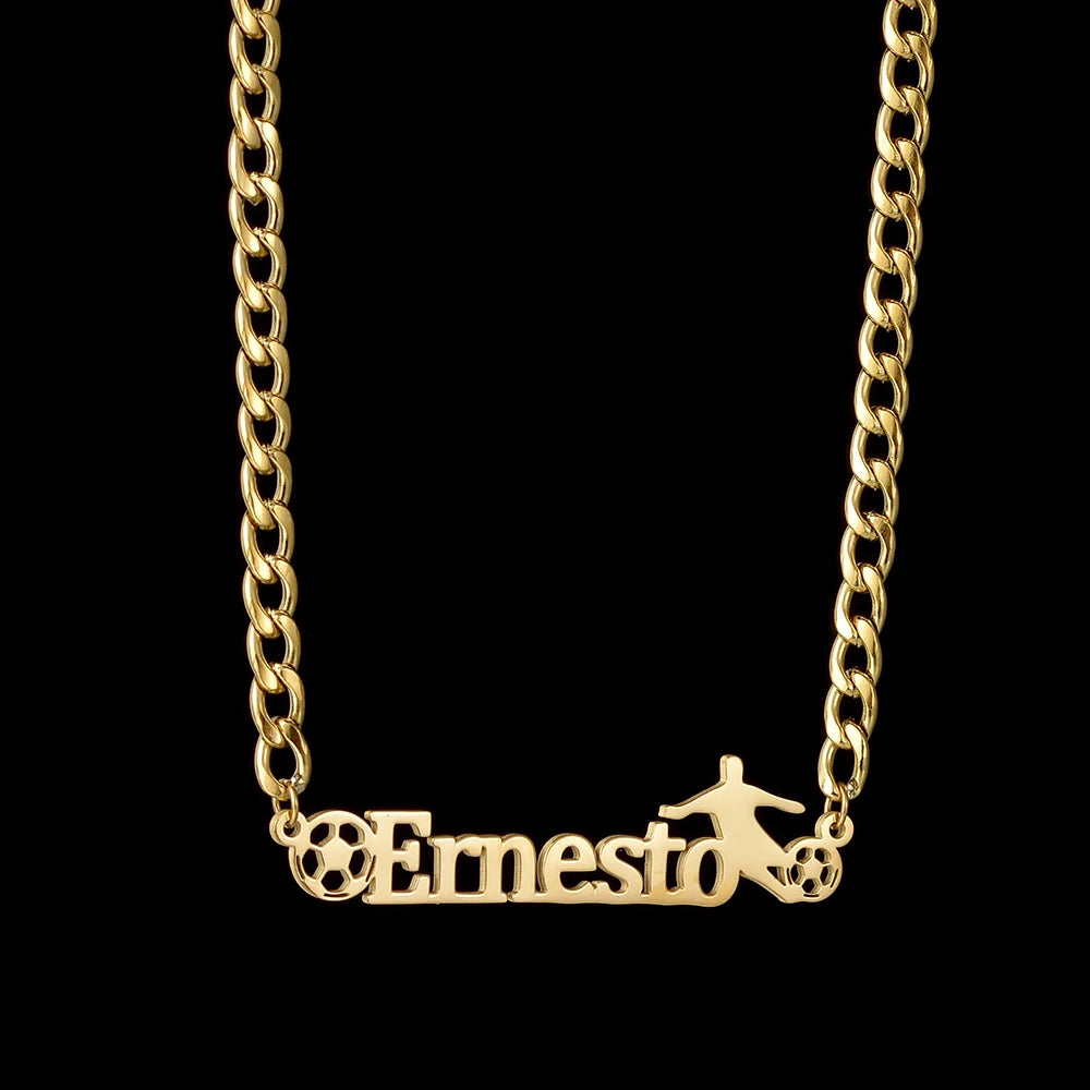 Collar con nombre deportivo personalizado en acero inoxidable: ¡tu nombre, tu estilo!