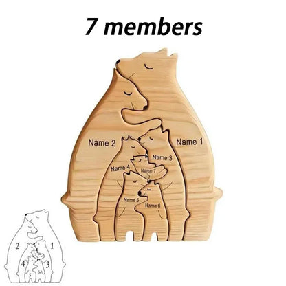 Holz-Puzzle „Bärenfamilie“ – Personalisiertes Namens-Dekor, Geschenkidee für Baby, Mama & Familie