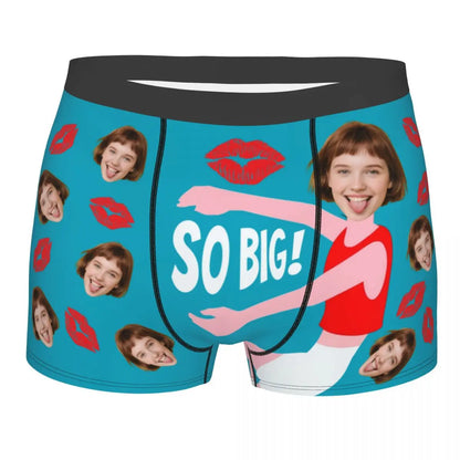 Personalisierte Foto-Boxershorts für Männer – individuelle Boxer Briefs mit Gesicht, weiche Unterwäsche (95% Polyester/5% Elasthan), Valentinstag Geschenk für Ehemann