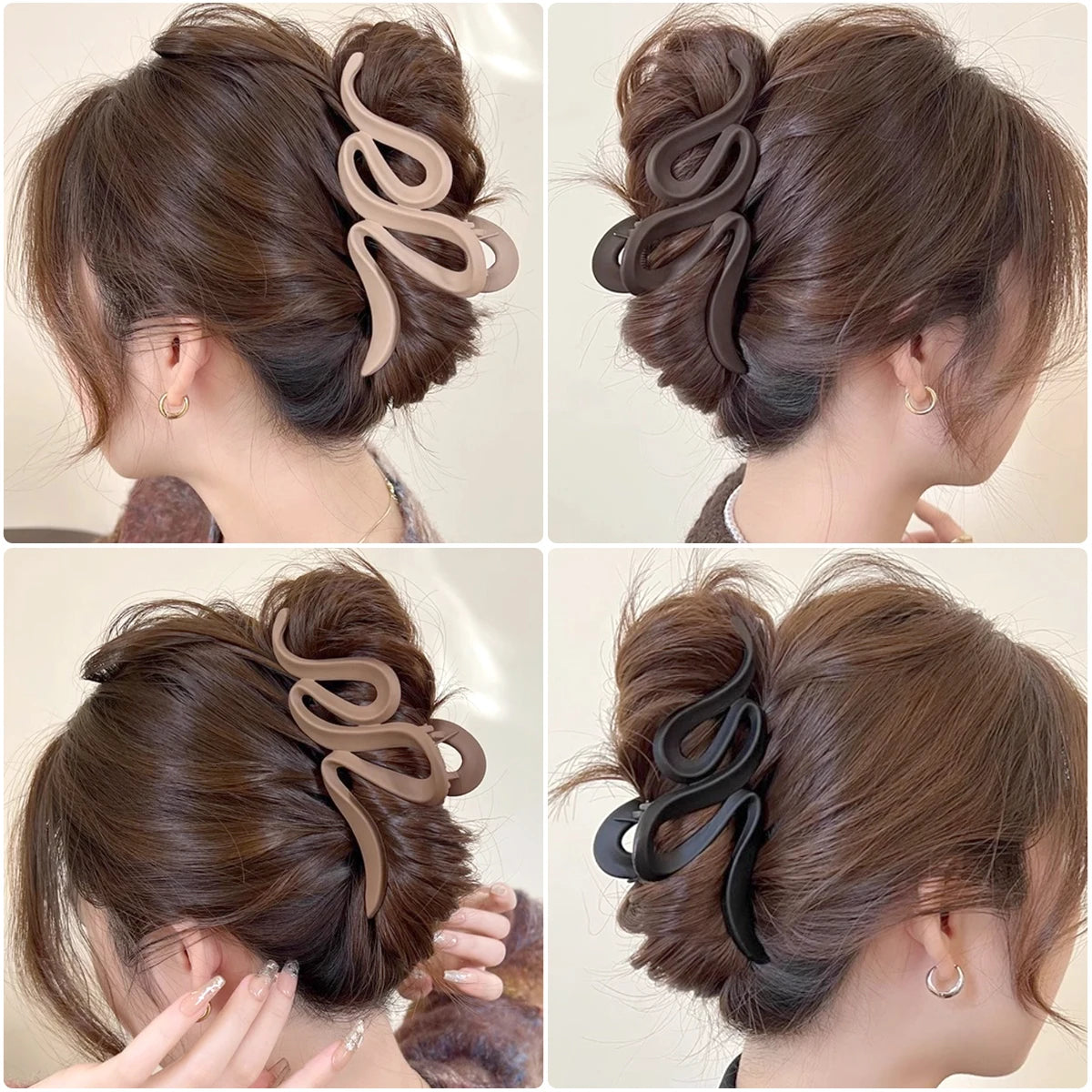 Übergroße Haarklammer 13 cm – Wellenförmiger Shark Clip in Matt & Transparent für Frauen & Mädchen