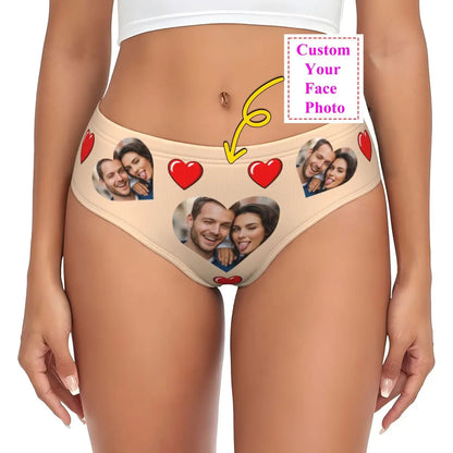 Personalisierte Foto-Höschen für Frauen – Gesicht Foto Unterwäsche (95% Polyester/5% Elasthan), bequeme Mid-Waist Slips als Valentinstag Geschenk