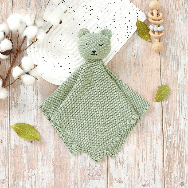 Personalisierter Baby-Komforttuch mit Namen – gestricktes Schmusetuch mit Tiermotiv, weiches Beruhigungstuch für Neugeborene & Kleinkinder