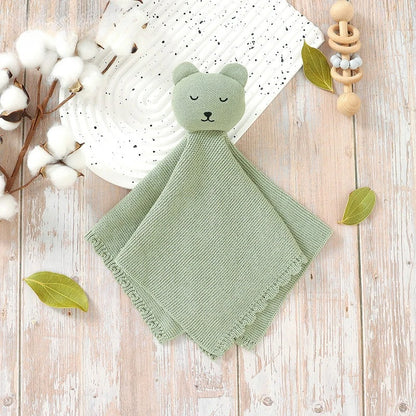 Personalisierter Baby-Komforttuch mit Namen – gestricktes Schmusetuch mit Tiermotiv, weiches Beruhigungstuch für Neugeborene & Kleinkinder