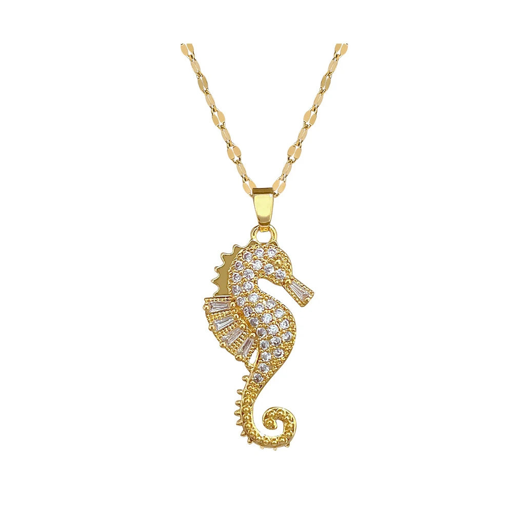 Goldene Seepferdchen Halskette – Maritimer Luxus