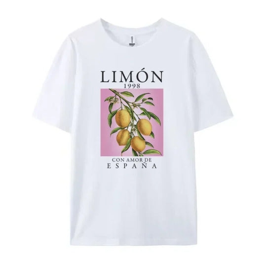 Oversized Damen T-Shirt aus Baumwolle mit Lemon Fruit Print