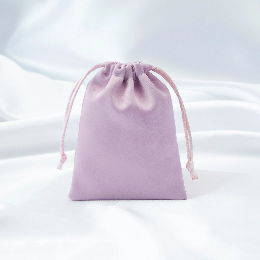 100x Personalized Satin Drawstring Bags – Jewelry Bags, Gift &amp; Candy Bags with Logo for Wedding &amp; Events