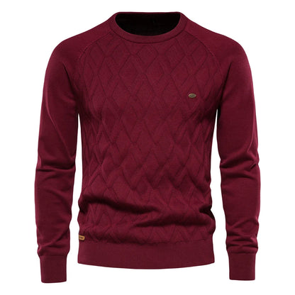 Suéter de algodón para hombre AIOPESON con estampado clásico de diamantes