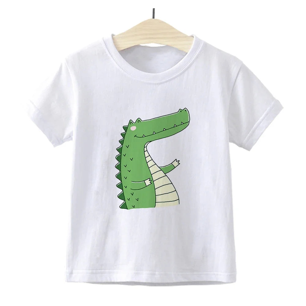 Kawaii Kinder T-Shirts mit Krokodil-Print – Lustige Cartoon-Motive für kleine Abenteurer