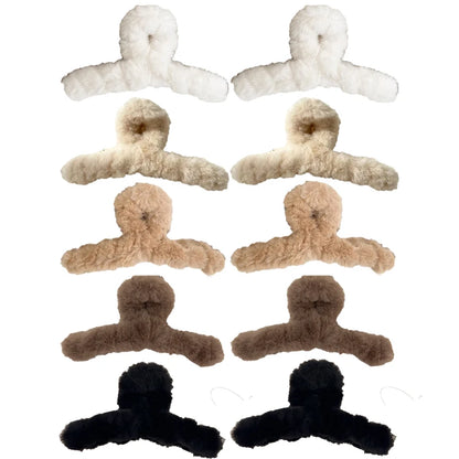 Extra große Plüsch-Haarklammer (14 cm) – Elegante Haar-Klaue im Korean Style mit Kaninchen-Plüsch