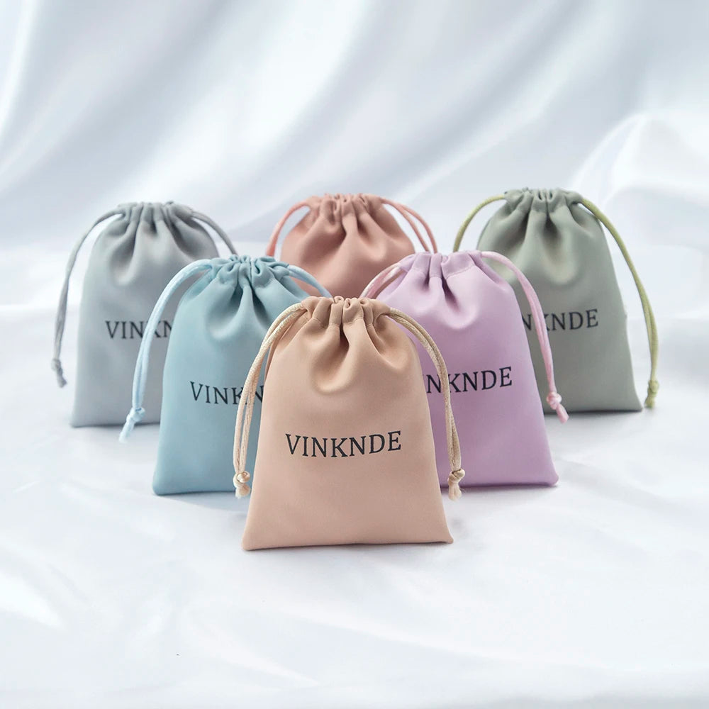 100x Personalized Satin Drawstring Bags – Jewelry Bags, Gift &amp; Candy Bags with Logo for Wedding &amp; Events