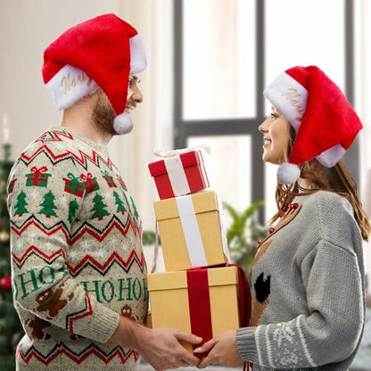 Personalisierte Weihnachtsmütze mit Stickerei und Namen, individuelle einzigartige Strickmütze für Kinder und Erwachsene, einzigartige Weihnachtsdekoration