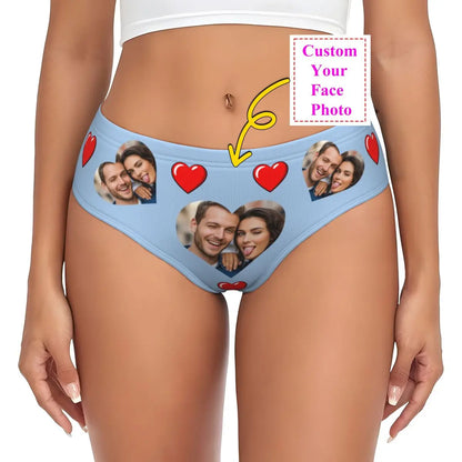 Personalisierte Foto-Höschen für Frauen – Gesicht Foto Unterwäsche (95% Polyester/5% Elasthan), bequeme Mid-Waist Slips als Valentinstag Geschenk