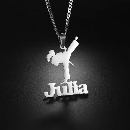 Collar con nombre deportivo personalizado en acero inoxidable: ¡tu nombre, tu estilo!