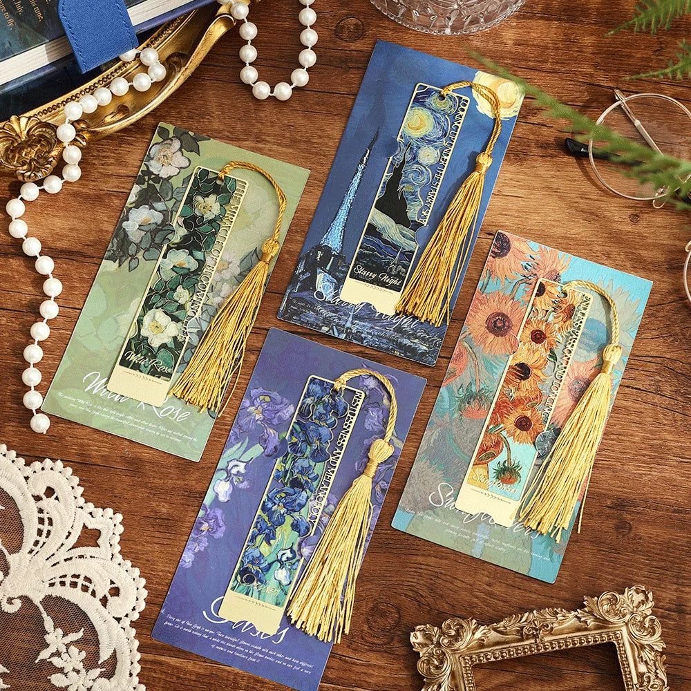 Metall Lesezeichen mit Blumenmotiv – Sunflower, Iris, Rose | Geschenk für Bücherliebhaber