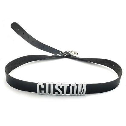 Cinturón de cuero punk personalizado – Cinturón con letras personalizadas | Cadena para el vientre y joyería corporal para fiestas y cosplay