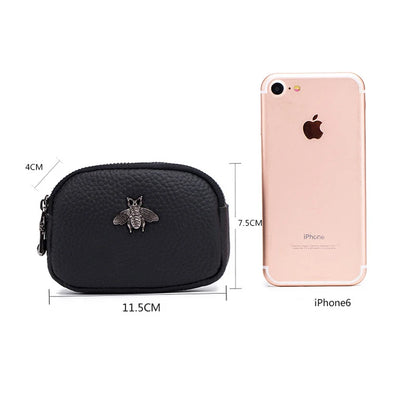 CICICUFF genuine leather women's coin purse with double zipper