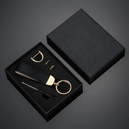 Llavero de cuero personalizado con grabado: llavero vintage con logotipo, nombre o números en caja de regalo. 