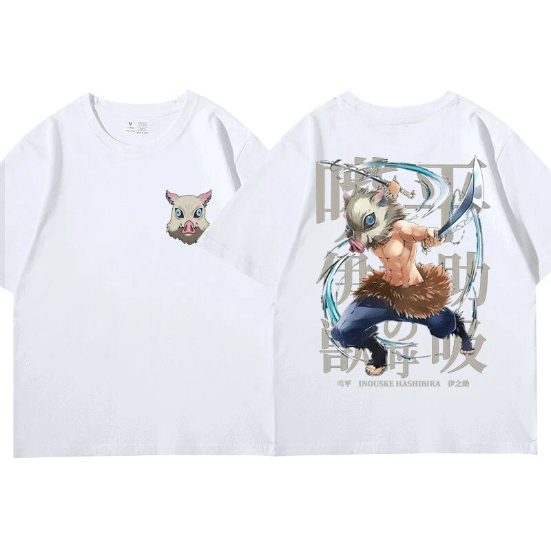 Baumwolle Anime T-Shirt – Inosuke Hashibira aus Demon Slayer