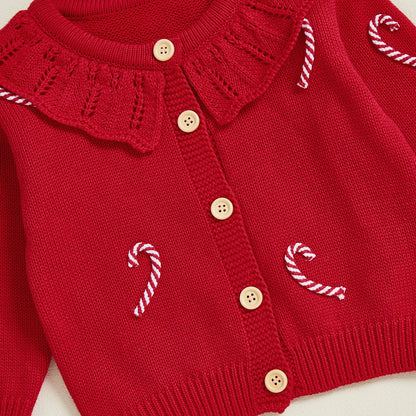 Weihnachtliche Strickjacke mit Zuckerstangen Zauber