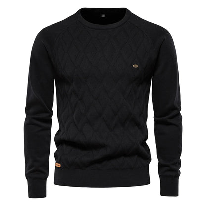 Suéter de algodón para hombre AIOPESON con estampado clásico de diamantes