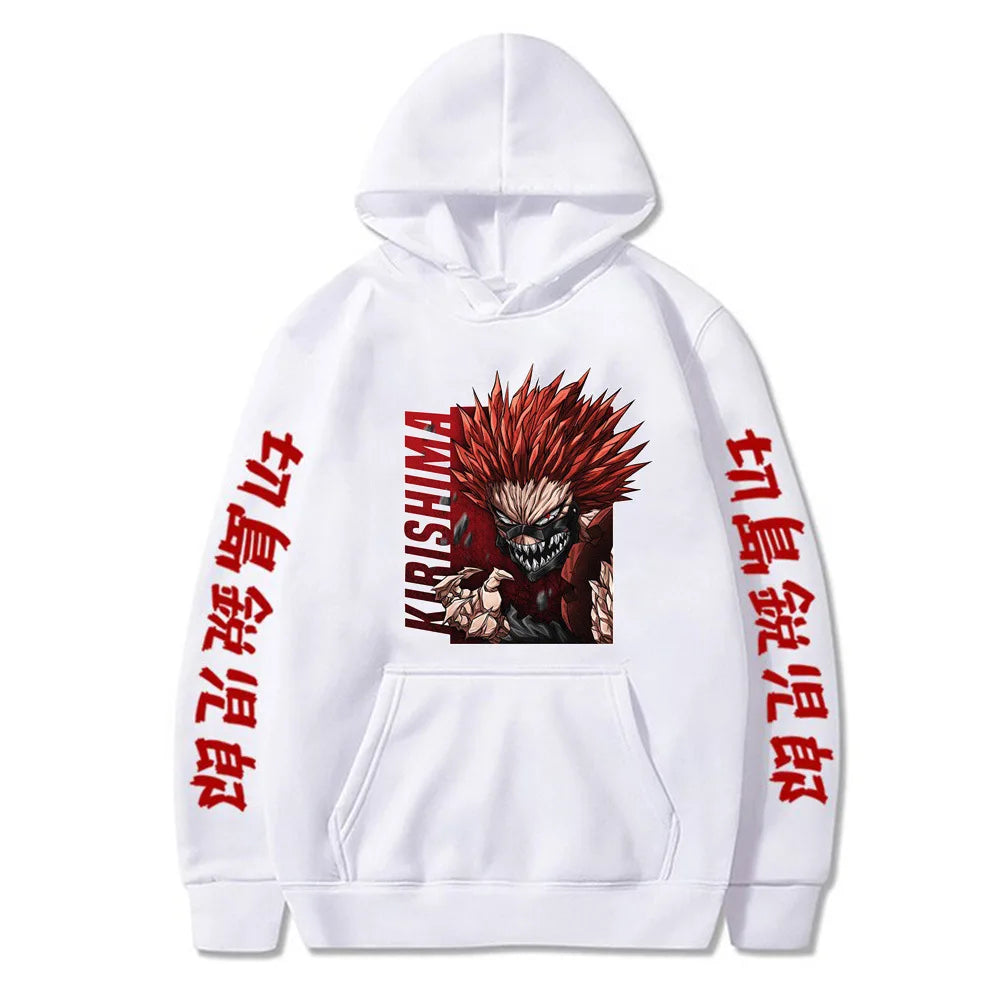 Sudadera unisex de anime "Kirishima Red Riot": ropa urbana con poder para otoño e invierno 