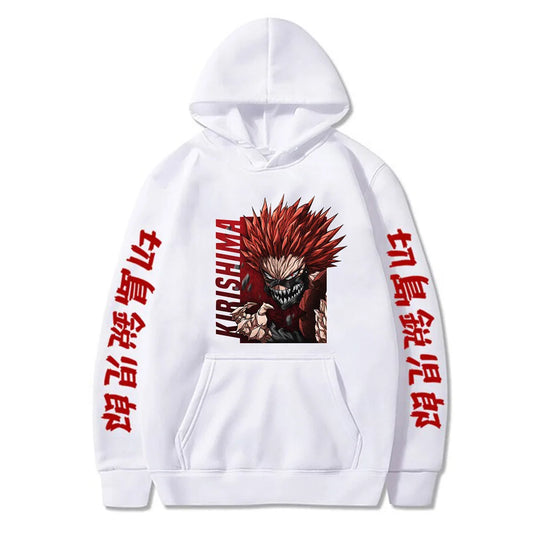 Sudadera unisex de anime "Kirishima Red Riot": ropa urbana con poder para otoño e invierno 
