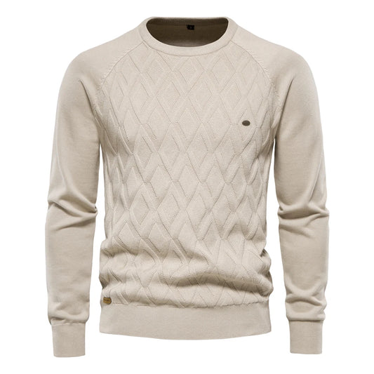AIOPESON Herrenpullover aus Baumwolle mit klassischem Rautenmuster