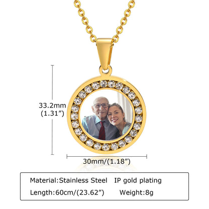 Individuelles Foto Collier mit Diamant-Optik inklusive Samtbeutelchen