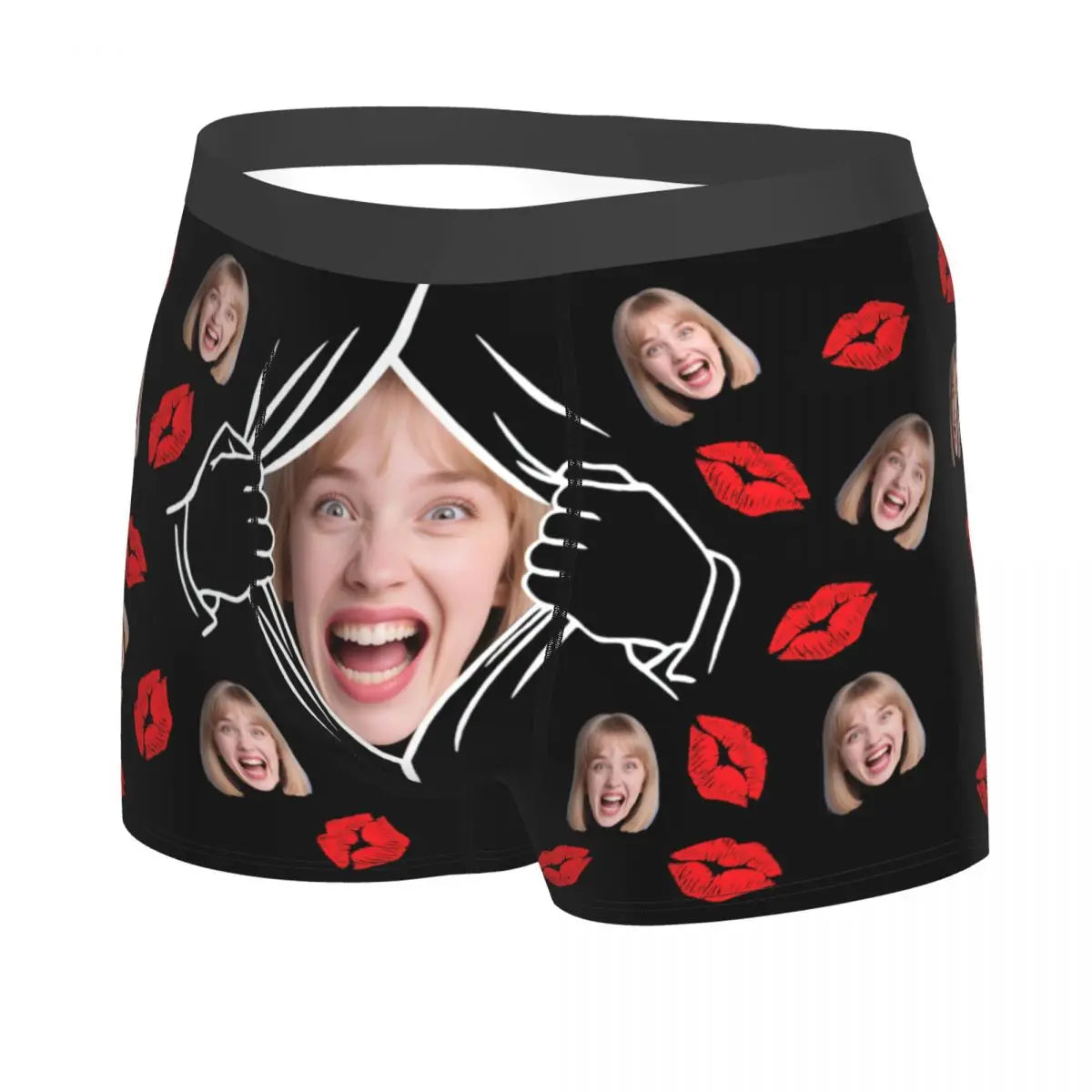 Personalisierte Foto-Boxershorts für Männer – individuelle Boxer Briefs mit Gesicht, weiche Unterwäsche (95% Polyester/5% Elasthan), Valentinstag Geschenk für Ehemann