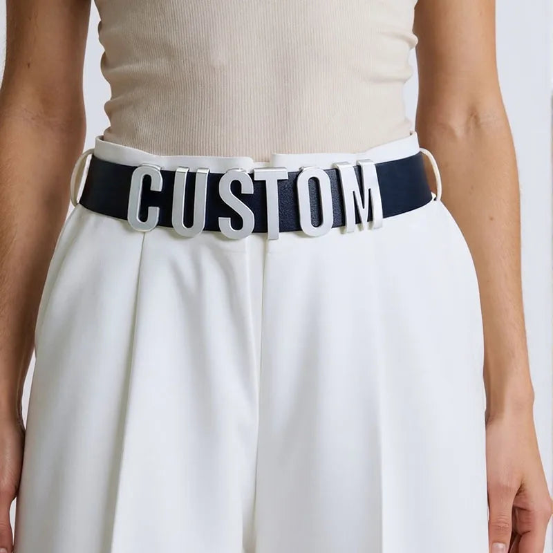 Cinturón de cuero punk personalizado – Cinturón con letras personalizadas | Cadena para el vientre y joyería corporal para fiestas y cosplay