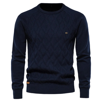 Suéter de algodón para hombre AIOPESON con estampado clásico de diamantes