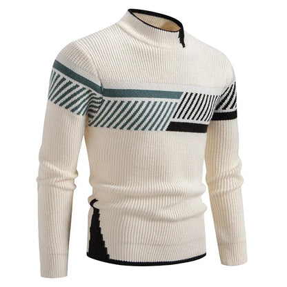 High-quality men's knitted sweater – warm color block look