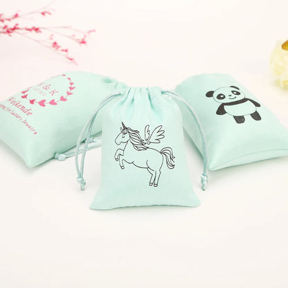 100 bolsas de joyería personalizadas con logotipo: bolsitas de terciopelo con cordón para anillos, pendientes, pulseras y cartas del tarot. 