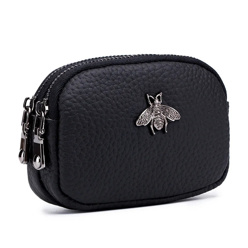 CICICUFF genuine leather women's coin purse with double zipper