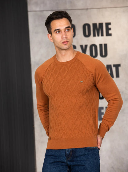 Suéter de algodón para hombre AIOPESON con estampado clásico de diamantes