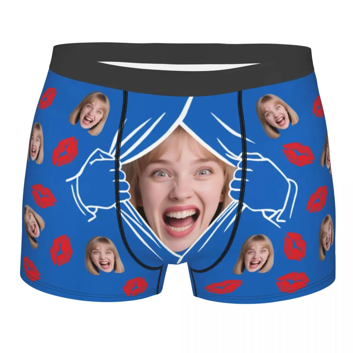 Personalisierte Foto-Boxershorts für Männer – individuelle Boxer Briefs mit Gesicht, weiche Unterwäsche (95% Polyester/5% Elasthan), Valentinstag Geschenk für Ehemann